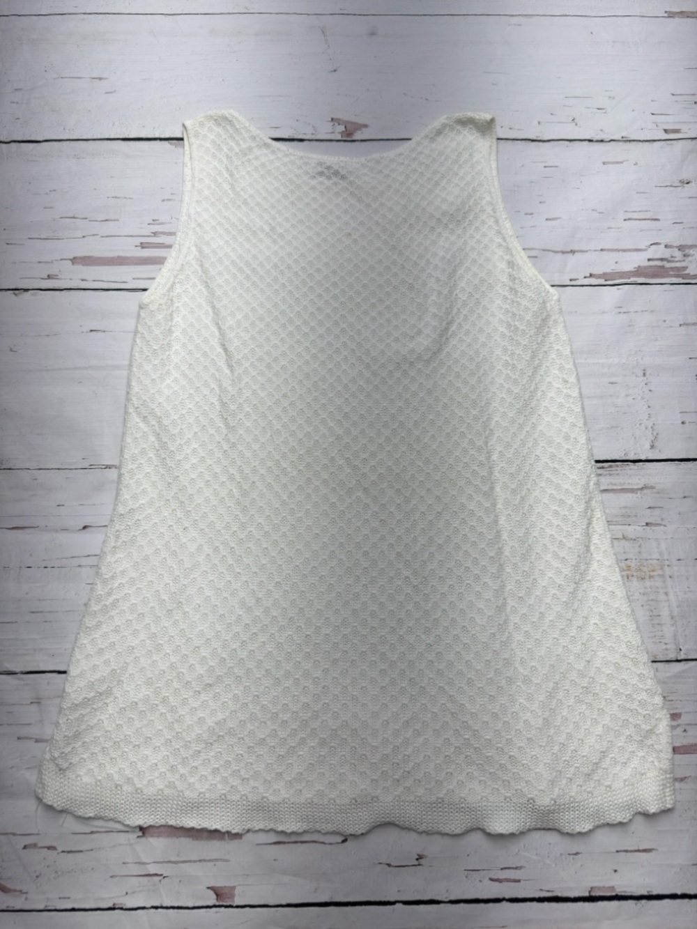 Knittmixx Pointelle Knit Sleeveless Tank‎ Top White Size L Coastal Boho Summer - Picture 4 of 7